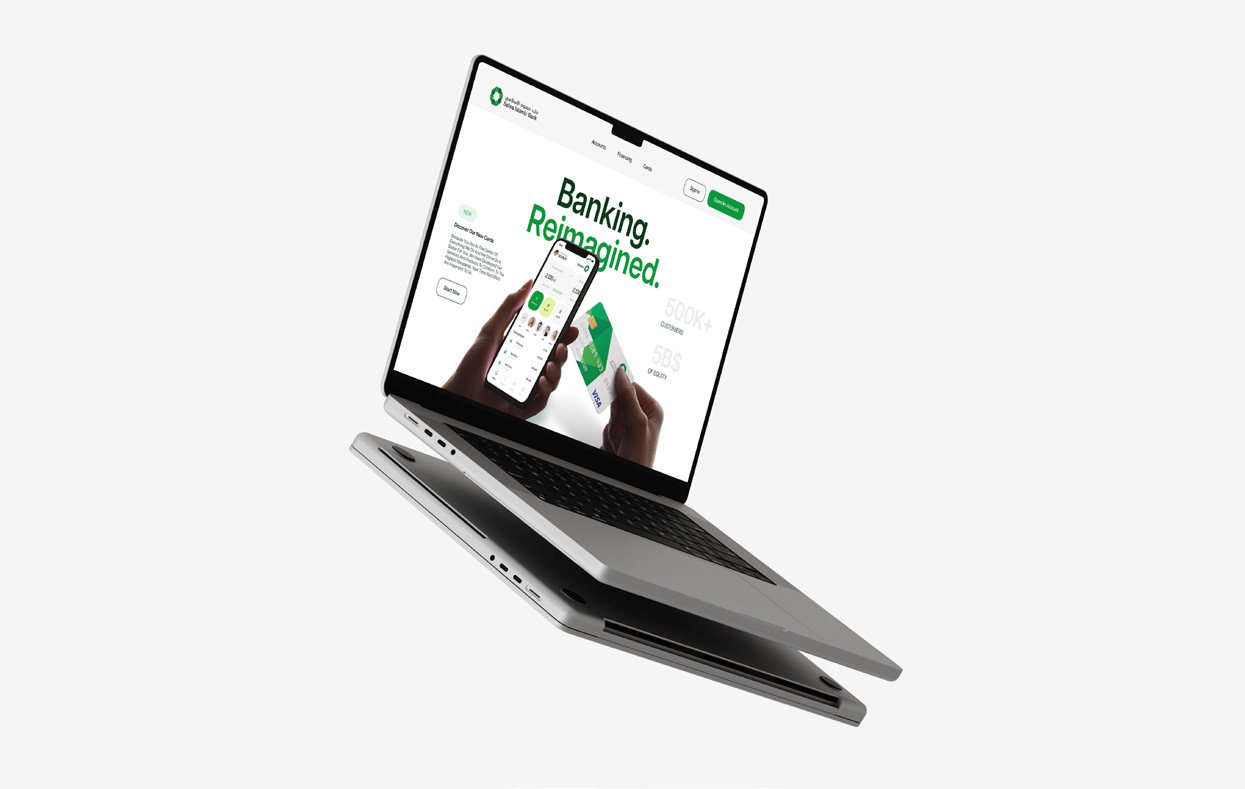 Banking app, laptop